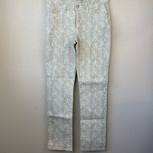 NWT Lee Slender Secret Cream Snakeskin Straight Leg Jeans Size 10